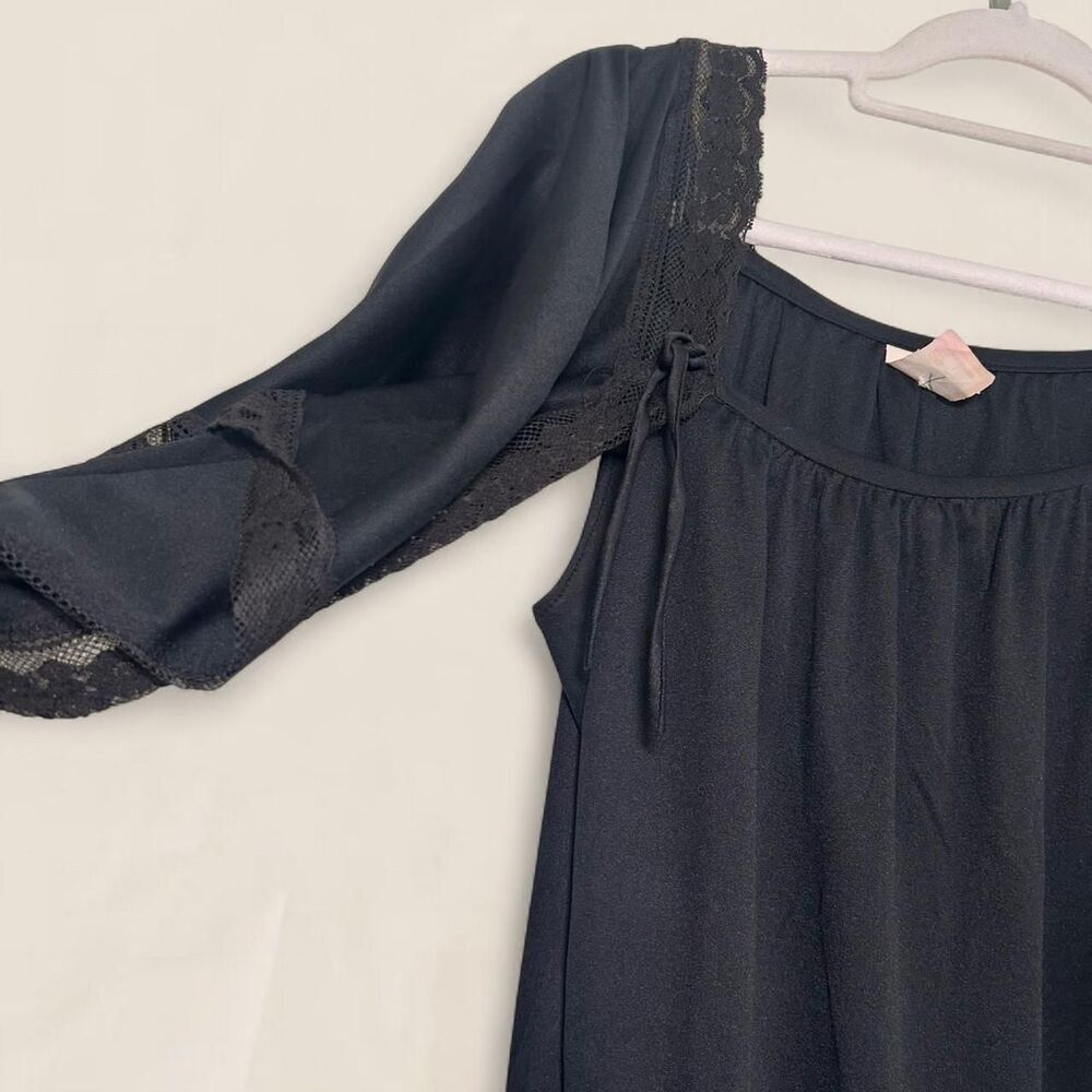 Vintage black Whimsigoth Witchy Lace Faux Cape Top | Size 18 ethereal flowy - Picture 6 of 8